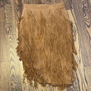 Intermix Suede Fringe Skirt - Size P (XS) - NWT